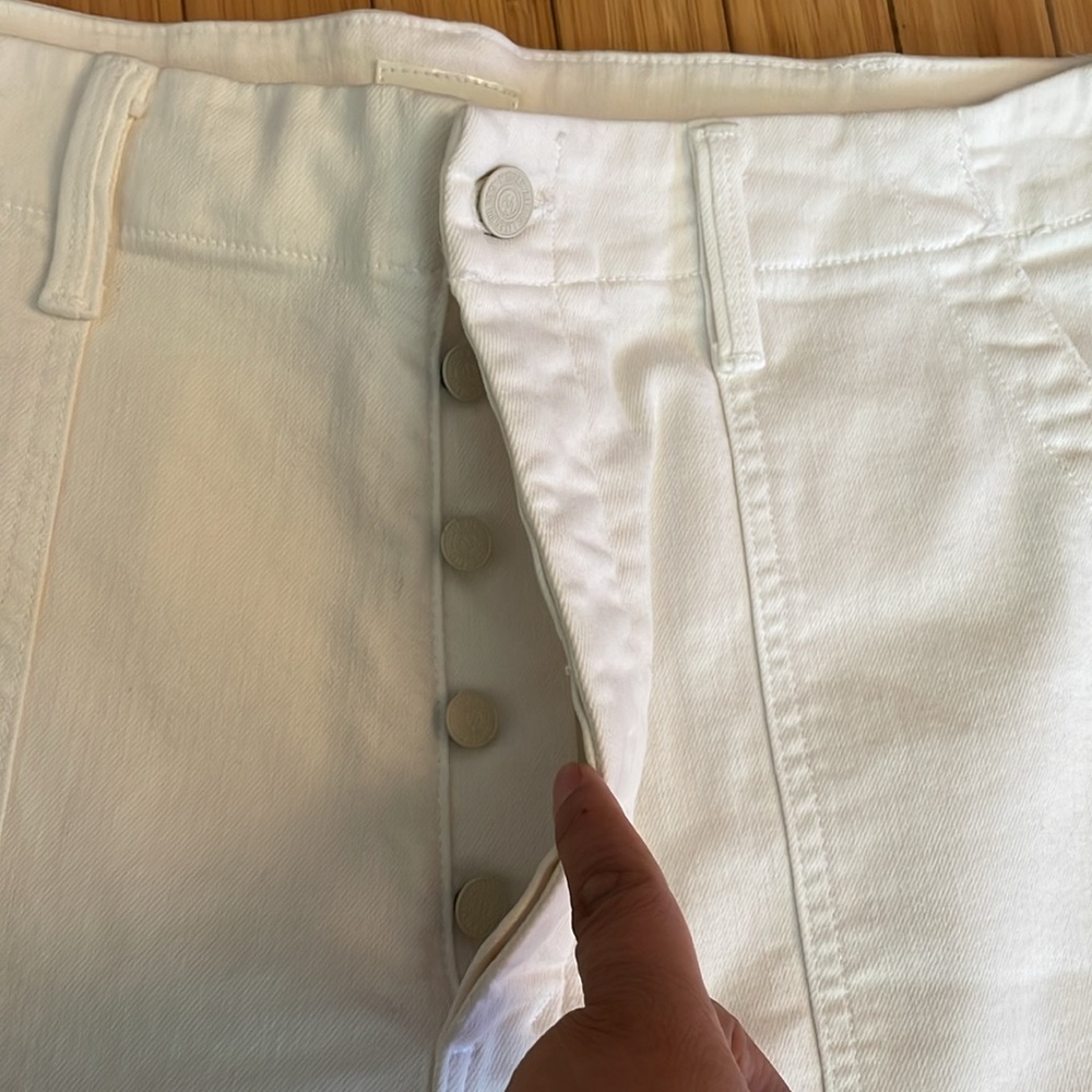 Mother Patch Pocket Private Ankle Fray Jeans In Cream Puffs - Picture 9 of 15